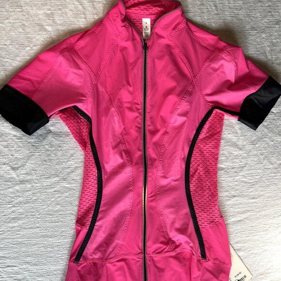 LULULEMON Paceline Jersey Size 4 Pinkelicious Cycling Short Sleeve NWT - Picture 1 of 9
